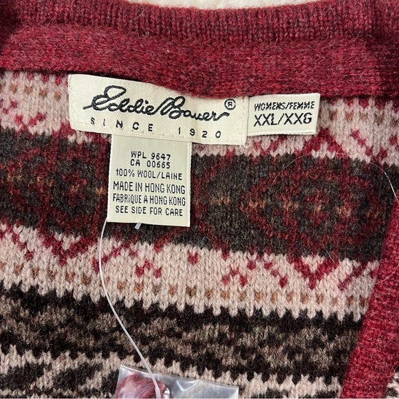 Vtg Eddie Bauer Womens Wool Nordic Red Sweater Vest Sz XXL pullover preppy - Picture 3 of 5